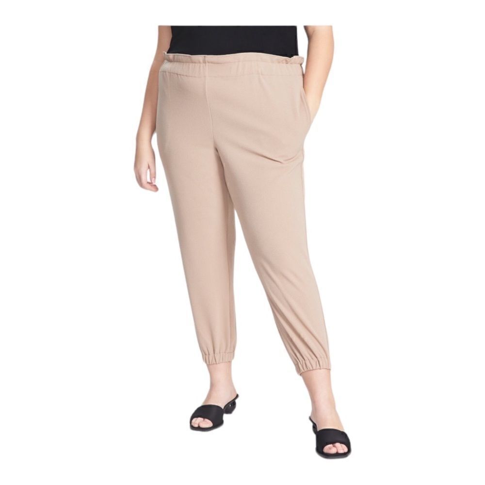 Bar III Trendy Plus Size Paperbag-Waist Jogger Pants Warm Ginger 1X NWT
